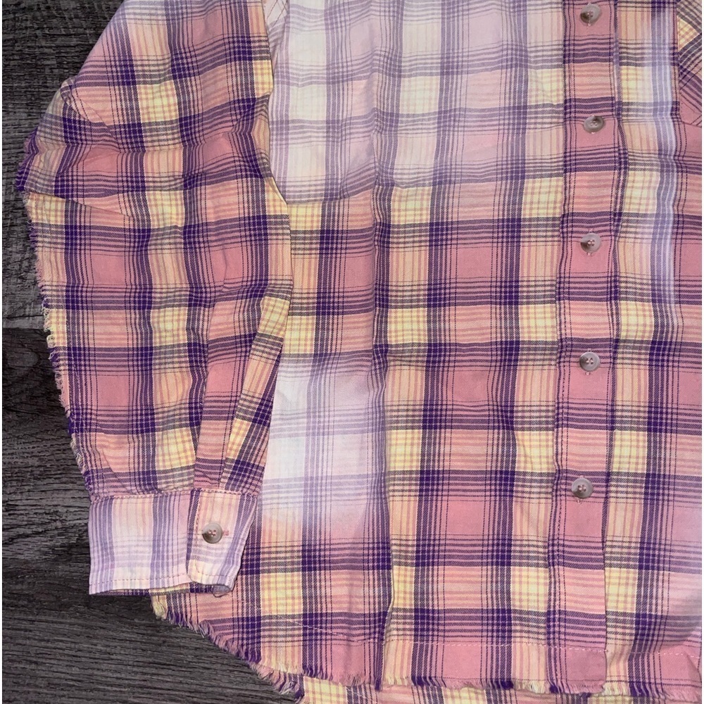 NWT BIBI Plaid Button Down Shirt Women’s Medium Bleached Oversized Pink Grunge - Picture 7 of 7